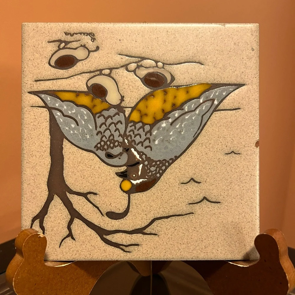 Quail Family Ceramic Signed Trivet - Picture 7 of 7